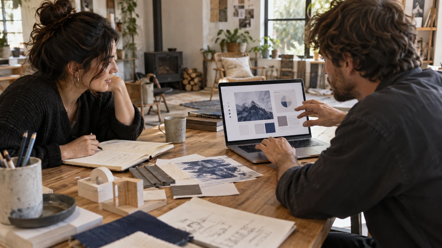 A working product being reviewed across a shared table
