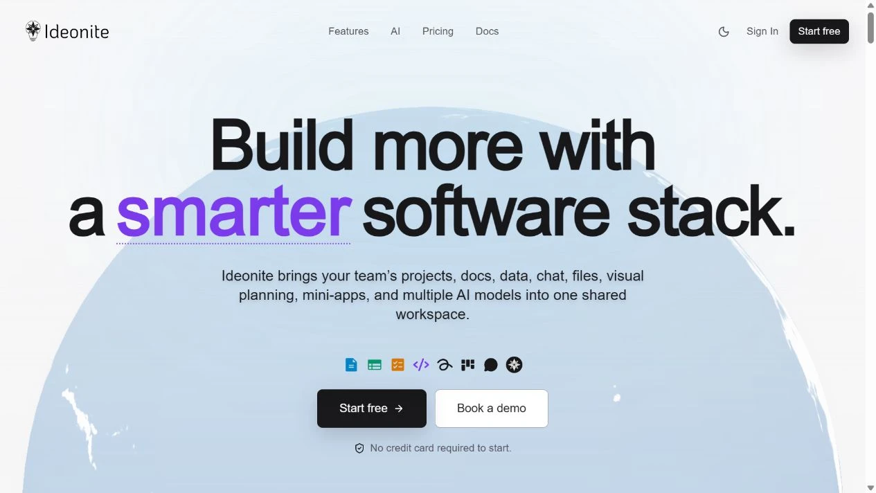 Ideonite product interface