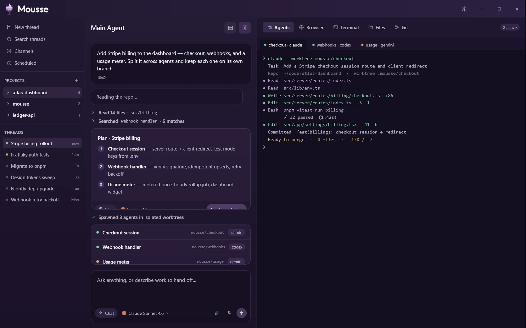 Mousse product interface
